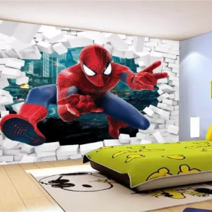 Papel De Parede 3d Homem Aranha Entrando Parede M² Nhma97