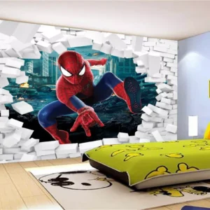 Papel De Parede 3d Homem Aranha Entrando Parede M² Nhma99