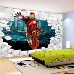 Papel De Parede 3d Homem De Ferro Entrando Parede M² Nhma93