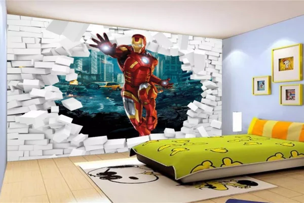 Papel De Parede 3d Homem De Ferro Entrando Parede M² Nhma93