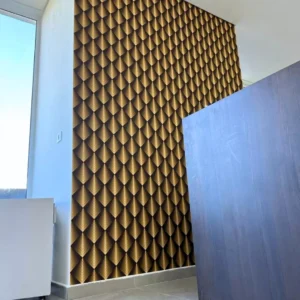 Papel De Parede 3d Lavável Geométrico Sala Dourado 14m²