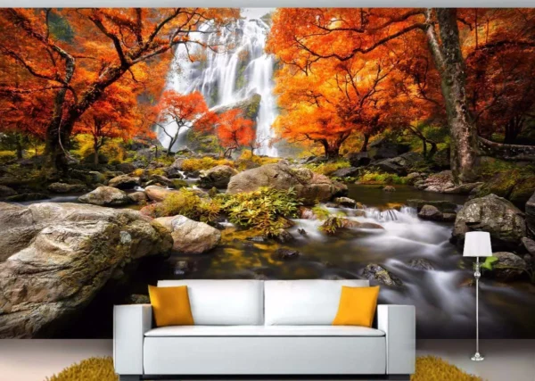 Papel De Parede 3d Paisagem Cachoeira - M² Nch04