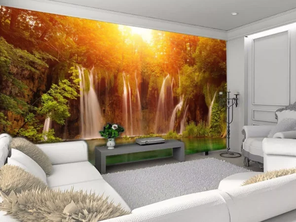 Papel De Parede 3d Paisagem Cachoeira - M² Nch36