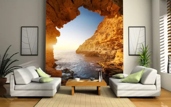 Papel De Parede 3d Paisagem Caverna Sol 9m² Cav50