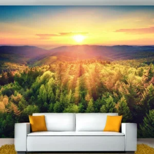 Papel De Parede 3d Paisagem Céu Por Do Sol Campo 6m² Nsk61