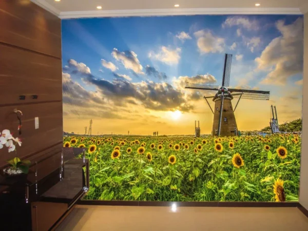 Papel De Parede 3d Paisagem Céu Por Do Sol Campo -m² - Nsk63