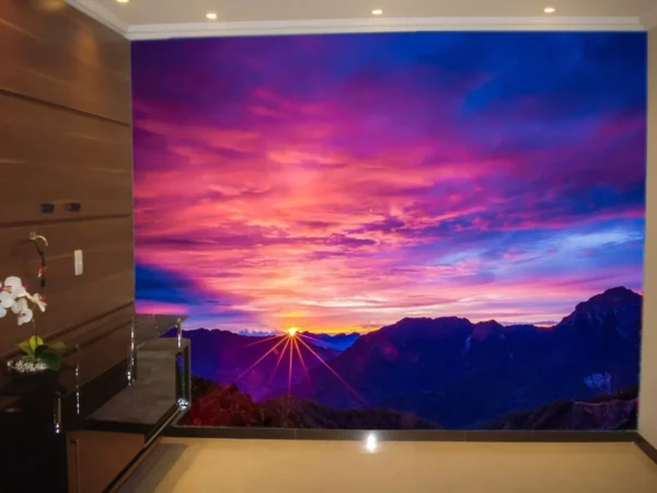 Papel De Parede 3d Paisagem Céu Por Do Sol Luz 9m² Nsk39