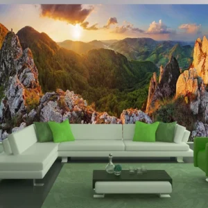 Papel De Parede 3d Paisagem Céu Sol Montanha - M² - Nsk49