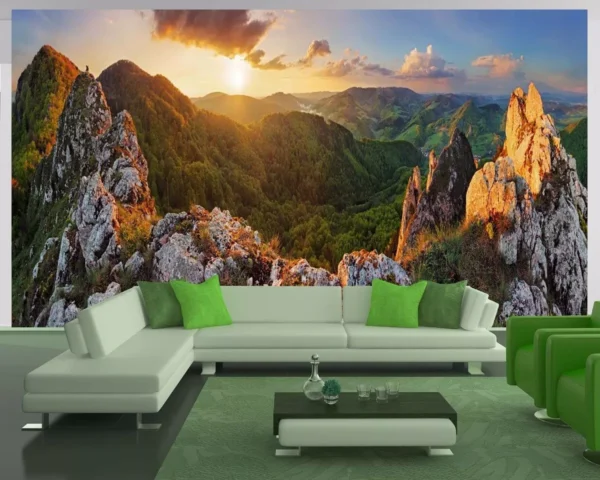 Papel De Parede 3d Paisagem Céu Sol Montanha - M² - Nsk49