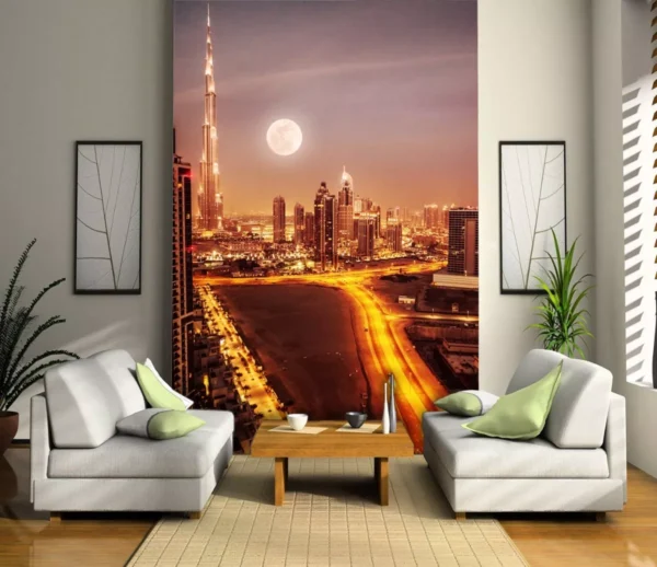 Papel De Parede 3d Paisagem Cidade Prédios Lua 7m² Ncd120