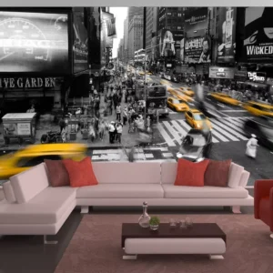 Papel De Parede 3d Paisagem Cidade Taxi New York 8m² Ncd05