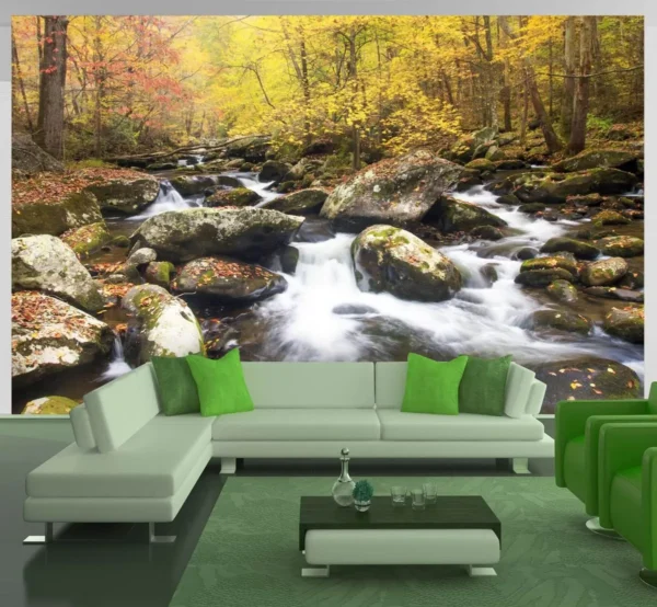 Papel De Parede 3d Paisagem Floresta Águas Arvores 4m² Nch67