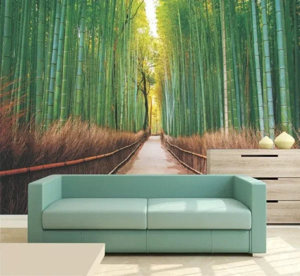 Papel De Parede 3d Paisagem Floresta Bambu Natureza Gg437