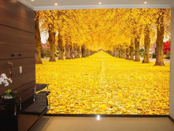 Papel De Parede 3d Paisagem Folhas Amarelas 10m² Nes26