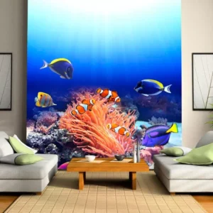 Papel De Parede 3d Paisagem Fundo Do Mar Peixes 10m² Fm52