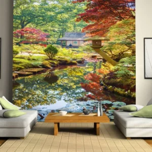 Papel De Parede 3d Paisagem Lago Folhas Natureza 5,5m² Nlk66