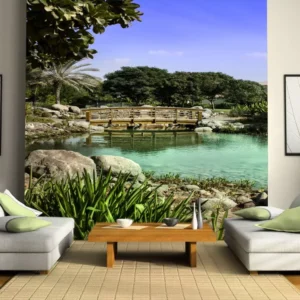 Papel De Parede 3d Paisagem Lago Folhas Natureza 8,5m² Nlk70