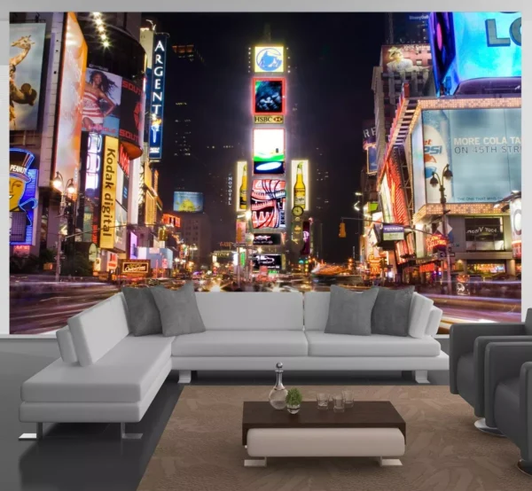 Papel De Parede 3d Paisagem New York Times Square 9m² Ncd22