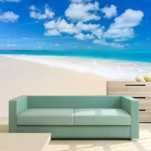 Papel De Parede 3d Paisagem Praia Areia Verão Sol Mar Gg456