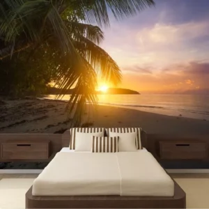 Papel De Parede 3d Paisagem Praia Coqueiro Sol Mar Gg 243