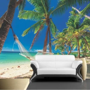 Papel De Parede 3d Paisagem Praia Coqueiro Sol Mar Gg468