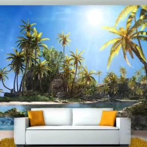 Papel De Parede 3d Paisagem Praia Mar Céu 9m² Npr114