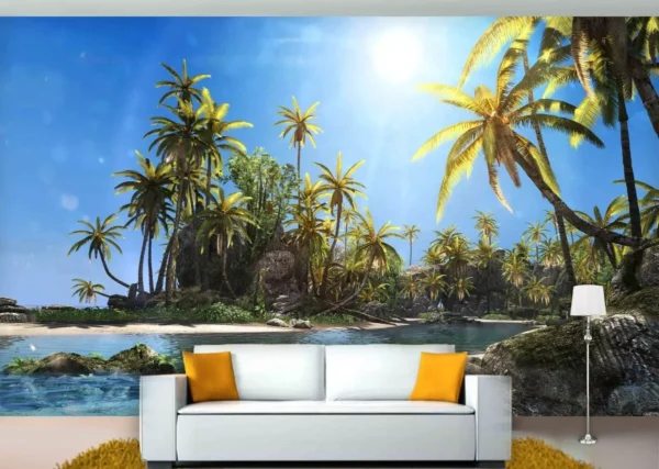 Papel De Parede 3d Paisagem Praia Mar Céu 9m² Npr114