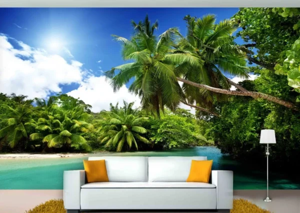 Papel De Parede 3d Paisagem Praia Mar Céu 9m² Npr118