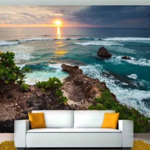 Papel De Parede 3d Paisagem Praia Mar Céu 9m² Npr127