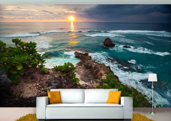 Papel De Parede 3d Paisagem Praia Mar Céu 9m² Npr127