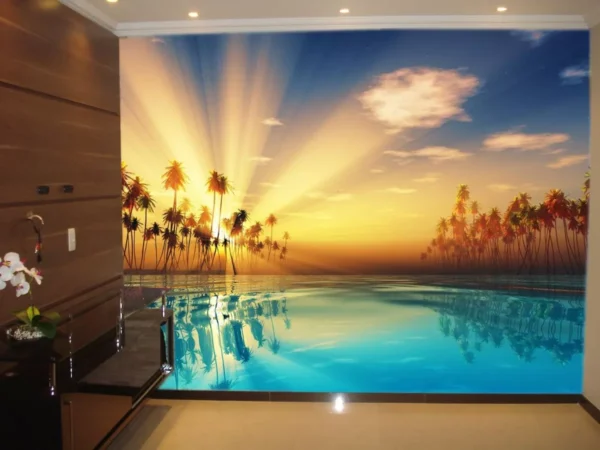 Papel De Parede 3d Paisagem Praia Mar Céu 9m² Npr144