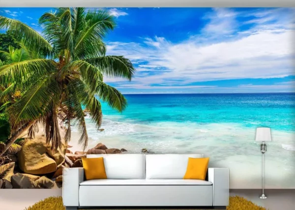 Papel De Parede 3d Paisagem Praia Mar Céu 9m² Npr168