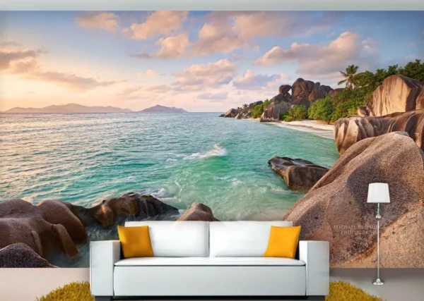 Papel De Parede 3d Paisagem Praia Mar Céu 9m² Npr89