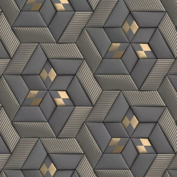 Papel De Parede 3d Preto E Dourado Geométrico Autocolante