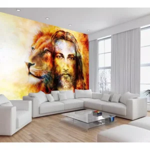 Papel De Parede 3d Religioso Jesus Leão De Judá 7,5m² Rl89