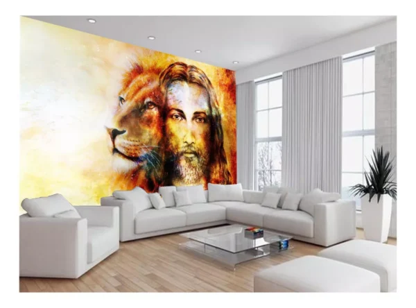 Papel De Parede 3d Religioso Jesus Leão De Judá 7,5m² Rl89