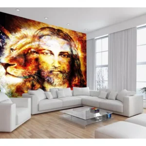 Papel De Parede 3d Religioso Jesus Leão De Judá 7,5m² Rl90