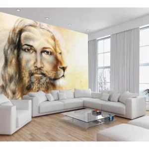 Papel De Parede 3d Religioso Jesus Leão De Judá 7,5m² Rl92