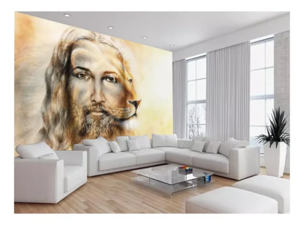 Papel De Parede 3d Religioso Jesus Leão De Judá 7,5m² Rl92