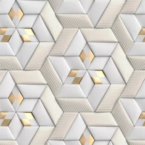 Papel De Parede 3d Sala Quarto Geométrico Dourado Adesivo