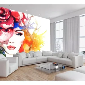 Papel De Parede 3d Salão De Beleza Arte Mulher 7,5m² Slb94