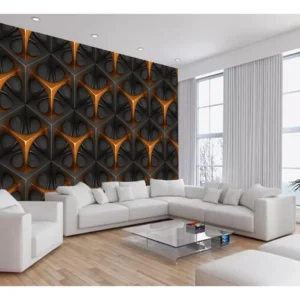 Papel De Parede 3d Textura Geométrico Laranja 7,5m² Txt80