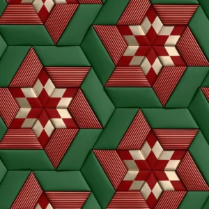 Papel De Parede 3d Verde Vermelho Dourado Geometrico Adesivo