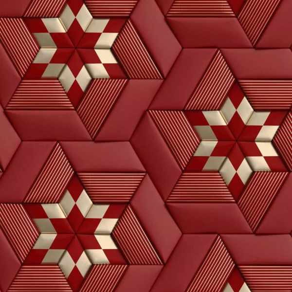 Papel De Parede 3d Vermelho E Dourado Geometrico Autocolante