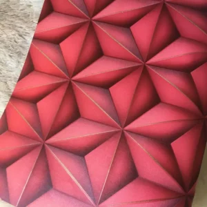 Papel De Parede 3d Vermelho Importado Geometrico 450405