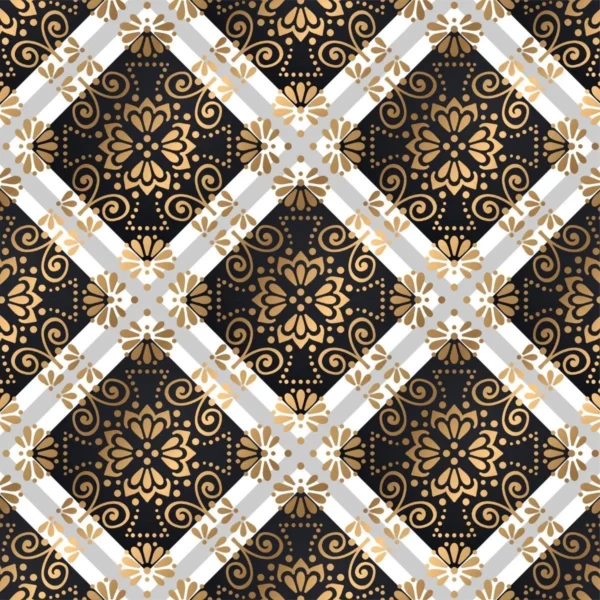 Papel De Parede Abstrato Dourado Preto Branco E Cinza Autoco