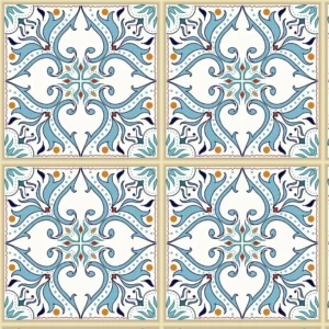 Papel De Parede Ades. Arabesco Azul Azulejo Português - 10m