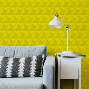 Papel De Parede Ades. Efeito Gesso Triângulos Amarelo - 12m