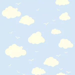 Papel De Parede Ades. Infantil Céu Azul Nuvens Brancas - 12m