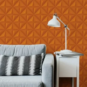 Papel De Parede Adesivo 3d Efeito Gesso Laranja - 12m